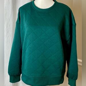 Westbound Petites Quilted Rainforest Green Pullover Sweatshirt Petite Large New